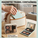 Portable Magnetic Makeup Palette With Mirror, Double-sided Folding, Refillable Eyeshadow Palette with Lid, DIY Eyeshadow Pan Dispensing Storage Box for Lipstick Blush Powder