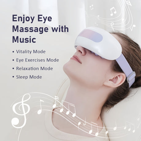 Eye Massager with Nano Mist Moisturising, Dry Eyes, Dark Circles, Heated Eye Mask with 8 Acupoint Massage, Rechargeable Bluetooth Music Eye Care Device for Relaxation Improve Sleeping