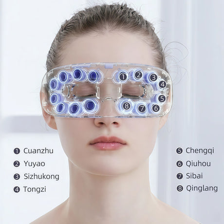 Eye Massager with Nano Mist Moisturising, Dry Eyes, Dark Circles, Heated Eye Mask with 8 Acupoint Massage, Rechargeable Bluetooth Music Eye Care Device for Relaxation Improve Sleeping