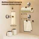 Kitchen Holder Wall Mounted,Suction Paper Installation,Adhesive Paper Towel Roll Rack for Bathroom, No Drilling Required,Multi Functional Metal Towel Bar Walnut