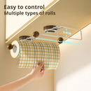 Kitchen Holder Wall Mounted,Suction Paper Installation,Adhesive Paper Towel Roll Rack for Bathroom, No Drilling Required,Multi Functional Metal Towel Bar Walnut