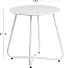 Metal Outdoor Side Table – Round Patio Table, Rust-Resistant Small End Coffee Table for Balcony, Garden, Porch, Living Room & Bedroom – Portable Accent Table for Indoor Outdoor Use, White
