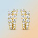 Double-Row Moissanite C-Shaped Earrings in 18K Gold Plated 925 Silver, Brilliant Sparkle for Everyday Elegance and Formal Occasions, Hypoallergenic and Tarnish-Resistant Jewelry with VVS Clarity Stones (Moissanite, Premium S925)