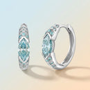 Elegant Ear Cuff with Teal Marquise Moissanite and 925 Silver Finish, Hypoallergenic and Tarnish-Resistant for Daily Wear and Light Formal Occasions, Featuring a Brilliant 38-Stone Setting for a Luxurious Sparkle (Moissanite, Premium S925)
