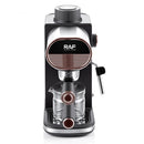 Compact Semi-Automatic Espresso Coffee Machine with Milk Frother Wand, 5Bar Pressure Extraction System, Ideal for Home Kitchen and Small Office Use, Crafted with Stainless Steel and ABS Body in Sleek Dark Gray with Rose Gold Accents (Black)
