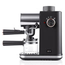 Compact Semi-Automatic Espresso Coffee Machine with Milk Frother Wand, 5Bar Pressure Extraction System, Ideal for Home Kitchen and Small Office Use, Crafted with Stainless Steel and ABS Body in Sleek Dark Gray with Rose Gold Accents (Black)