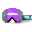 Magnetic Cylindrical Ski Goggles with UV400 Anti-Fog Dual-Lens, Impact-Resistant TPU Frame, Interchangeable Lens for Snow Sports, Includes Protective Case & Black Storage Bag (Pink)