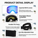 Magnetic Cylindrical Ski Goggles with UV400 Anti-Fog Dual-Lens, Impact-Resistant TPU Frame, Interchangeable Lens for Snow Sports, Includes Protective Case & Black Storage Bag (Purple)