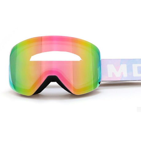 Magnetic Cylindrical Ski Goggles with UV400 Anti-Fog Dual-Lens, Impact-Resistant TPU Frame, Interchangeable Lens for Snow Sports, Includes Protective Case & Black Storage Bag (Purple)