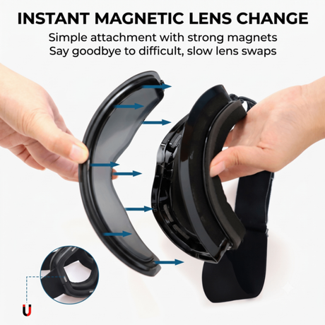 Magnetic Cylindrical Ski Goggles with UV400 Anti-Fog Dual-Lens, Impact-Resistant TPU Frame, Interchangeable Lens for Snow Sports, Includes Protective Case & Black Storage Bag (Purple(NoLogo))
