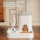 Automatic Pet Feeder and Water Dispenser Combo, 7-Day Capacity for Cats and Small Dogs, Self-Refilling Water Bowl with Gravity Flow, No Battery Needed, Modern White Design with Sturdy Base (Blue)