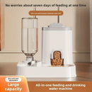 Automatic Pet Feeder and Water Dispenser Combo, 7-Day Capacity for Cats and Small Dogs, Self-Refilling Water Bowl with Gravity Flow, No Battery Needed, Modern White Design with Sturdy Base (Blue)
