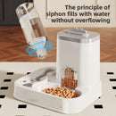 Automatic Pet Feeder and Water Dispenser Combo, 7-Day Capacity for Cats and Small Dogs, Self-Refilling Water Bowl with Gravity Flow, No Battery Needed, Modern White Design with Sturdy Base (Pink)
