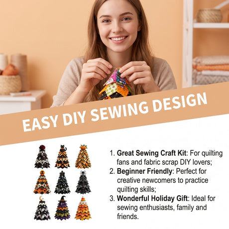 Spooky DIY Felt Halloween Tree Kit – Create a Whimsical Holiday Centerpiece with Pre-Cut Fabric, Plush Fill, and Adorable Ghostly Charms for Mantel, Desk, or Shelf Décor. (Ghost Castle)
