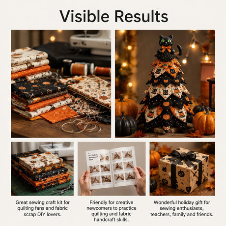 Spooky DIY Felt Halloween Tree Kit – Create a Whimsical Holiday Centerpiece with Pre-Cut Fabric, Plush Fill, and Adorable Ghostly Charms for Mantel, Desk, or Shelf Décor. (Ghost & Moon)