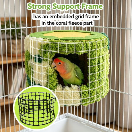 Cozy Hanging Bird Nest for Small Parrots – Warm, Soft, and Secure Hideaway with Removable Pad, Perfect for Budgies, Lovebirds, and Conures in Winter or Stress Relief (Blue)