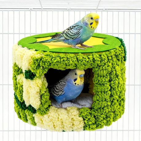 Cozy Hanging Bird Nest for Small Parrots – Warm, Soft, and Secure Hideaway with Removable Pad, Perfect for Budgies, Lovebirds, and Conures in Winter or Stress Relief (Blue)