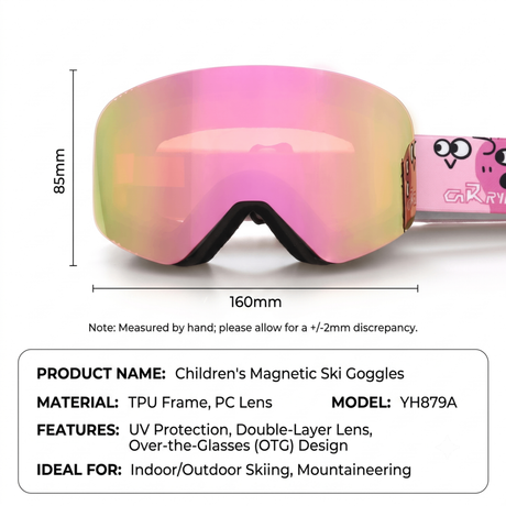 Kids Ski Goggles with Anti-Fog PC REVO Lens, UV400 Protection, Magnetic Quick-Change Lens, Compatible with Helmets & Eyeglasses, for Outdoor Snow Sports (OrangeRed)