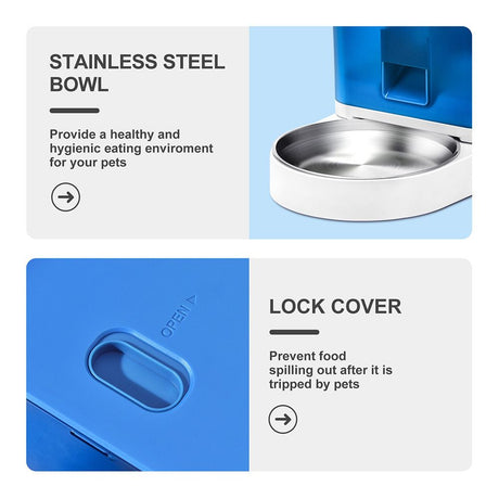Smart Pet Feeder with WiFi and Button Control, 4L Automatic Cat and Dog Food Dispenser with Removable Stainless Steel Bowl, Ideal for Busy Owners, Travel, and Home Use (Cyan, WIFI Version)
