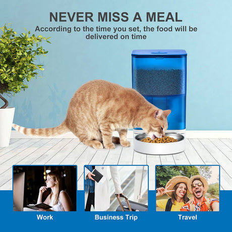 Smart Pet Feeder with WiFi and Button Control, 4L Automatic Cat and Dog Food Dispenser with Removable Stainless Steel Bowl, Ideal for Busy Owners, Travel, and Home Use (Orange, WIFI Version)