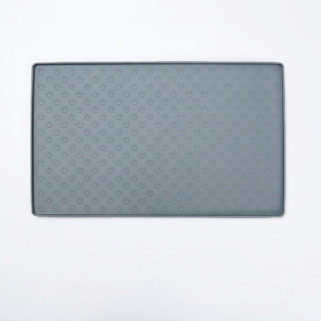 Whimsical Paw Print Silicone Pet Feeding Mat – Waterproof Non-Slip Cat and Dog Food Bowl Tray with Raised Edge, Keeps Floors Dry and Tidy During Mealtime (Mint, M（21.65*15.75in）)