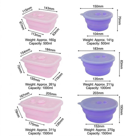 Collapsible Food-Grade Silicone Storage Container with Leakproof Lid, Built-in Date Dial and Steam Vent - Reusable, Microwave-Safe, Freezer-Ready, Perfect for Meal Prep, Leftovers, Picnics and Everyday Freshness (Pink（Round）, 1000ml)