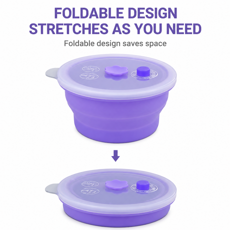 Collapsible Food-Grade Silicone Storage Container with Leakproof Lid, Built-in Date Dial and Steam Vent - Reusable, Microwave-Safe, Freezer-Ready, Perfect for Meal Prep, Leftovers, Picnics and Everyday Freshness (Pink（Round）, 500ml)