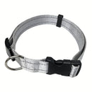 Reflective Dog Collar with Adjustable Nylon Webbing – Safe & Visible Pet Gear for Walks, Outdoor Adventures, and Nighttime Visibility (L, Black)