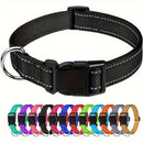 Reflective Dog Collar with Adjustable Nylon Webbing – Safe & Visible Pet Gear for Walks, Outdoor Adventures, and Nighttime Visibility (L, Grey)