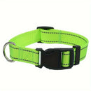Reflective Dog Collar with Adjustable Nylon Webbing – Safe & Visible Pet Gear for Walks, Outdoor Adventures, and Nighttime Visibility (L, Purple)