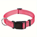 Reflective Dog Collar with Adjustable Nylon Webbing – Safe & Visible Pet Gear for Walks, Outdoor Adventures, and Nighttime Visibility (M, Navy)