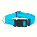 Reflective Dog Collar with Adjustable Nylon Webbing – Safe & Visible Pet Gear for Walks, Outdoor Adventures, and Nighttime Visibility (M, Navy)