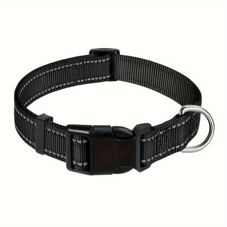Reflective Dog Collar with Adjustable Nylon Webbing – Safe & Visible Pet Gear for Walks, Outdoor Adventures, and Nighttime Visibility (S, Green)
