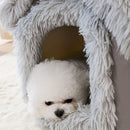 Plush Pet House with Detachable Cushion – Cozy, Warm, and Stylish Indoor Cat or Small Dog Bed – Soft Faux Fur Hideaway with Doorway – Perfect for Year-Round Comfort and Relaxation (M, Brown)