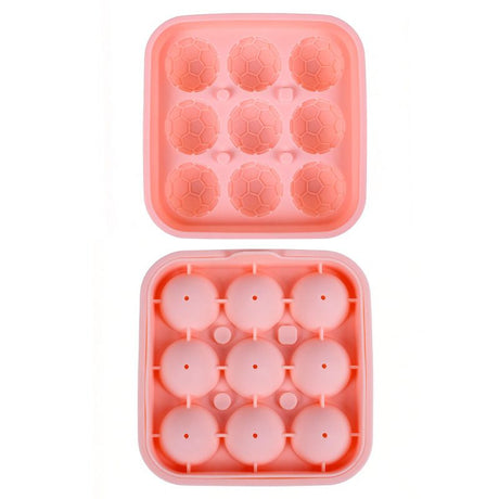 Create Soccer Ball Ice Cubes & Treats with This 9-Cavity Silicone Mold – Perfect for Chilling Drinks, Cocktails, or Baking Chocolate Desserts with a Fun 3D Sports Theme (Black)