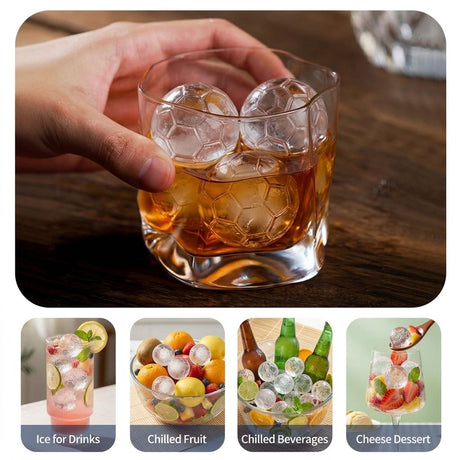 Create Soccer Ball Ice Cubes & Treats with This 9-Cavity Silicone Mold – Perfect for Chilling Drinks, Cocktails, or Baking Chocolate Desserts with a Fun 3D Sports Theme (Blue)