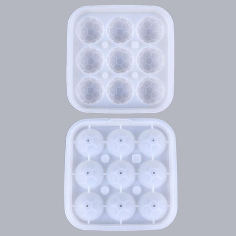 Create Soccer Ball Ice Cubes & Treats with This 9-Cavity Silicone Mold – Perfect for Chilling Drinks, Cocktails, or Baking Chocolate Desserts with a Fun 3D Sports Theme (Pink)