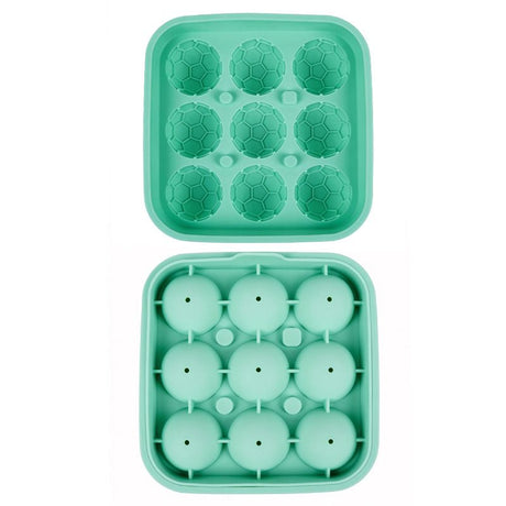 Create Soccer Ball Ice Cubes & Treats with This 9-Cavity Silicone Mold – Perfect for Chilling Drinks, Cocktails, or Baking Chocolate Desserts with a Fun 3D Sports Theme (Pink)