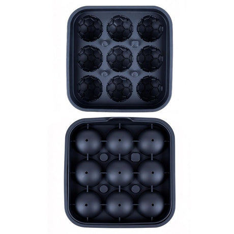 Create Soccer Ball Ice Cubes & Treats with This 9-Cavity Silicone Mold – Perfect for Chilling Drinks, Cocktails, or Baking Chocolate Desserts with a Fun 3D Sports Theme (White)