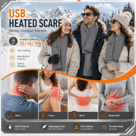 Stay Warm Anywhere with This USB-Powered Heated Scarf, Featuring Five Adjustable Heat Levels, Plush Fleece Lining, and a Versatile Snap-Button Design That Transforms into a Shawl or Wrap for Ultimate Cold-Weather Comfort (Green, Long)
