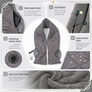 Stay Warm Anywhere with This USB-Powered Heated Scarf, Featuring Five Adjustable Heat Levels, Plush Fleece Lining, and a Versatile Snap-Button Design That Transforms into a Shawl or Wrap for Ultimate Cold-Weather Comfort (Grey, Long)