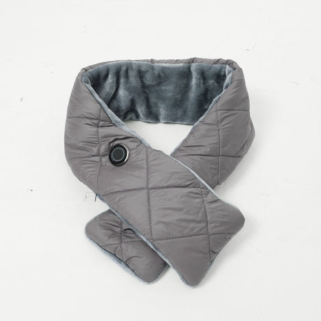 Stay Warm Anywhere with This USB-Powered Heated Scarf, Featuring Five Adjustable Heat Levels, Plush Fleece Lining, and a Versatile Snap-Button Design That Transforms into a Shawl or Wrap for Ultimate Cold-Weather Comfort (Grey, Short)