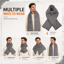 Stay Warm Anywhere with This USB-Powered Heated Scarf, Featuring Five Adjustable Heat Levels, Plush Fleece Lining, and a Versatile Snap-Button Design That Transforms into a Shawl or Wrap for Ultimate Cold-Weather Comfort (Grey, Short)