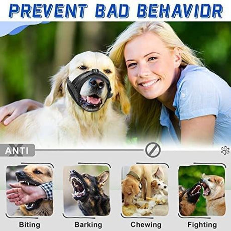 Soft Breathable Mesh Dog Muzzle for Small Medium Large Dogs, Adjustable Anti-Biting Barking Chewing Muzzle for Walking, Training, and Grooming (S, Black)