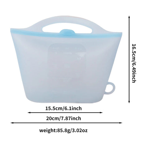 Reusable Silicone Food Storage Bag with Convenient Carry Handle, Leakproof Seal, 1000ml Capacity — Ideal for Storing Snacks, Grains, Fruits, Veggies, and More in Fridge, Freezer, or On-the-Go (Blue)