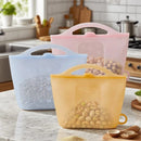 Reusable Silicone Food Storage Bag with Convenient Carry Handle, Leakproof Seal, 1000ml Capacity — Ideal for Storing Snacks, Grains, Fruits, Veggies, and More in Fridge, Freezer, or On-the-Go (OrangeYellow)