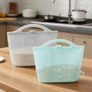 Reusable Silicone Food Storage Bag with Convenient Carry Handle, Leakproof Seal, 1000ml Capacity — Ideal for Storing Snacks, Grains, Fruits, Veggies, and More in Fridge, Freezer, or On-the-Go (White)