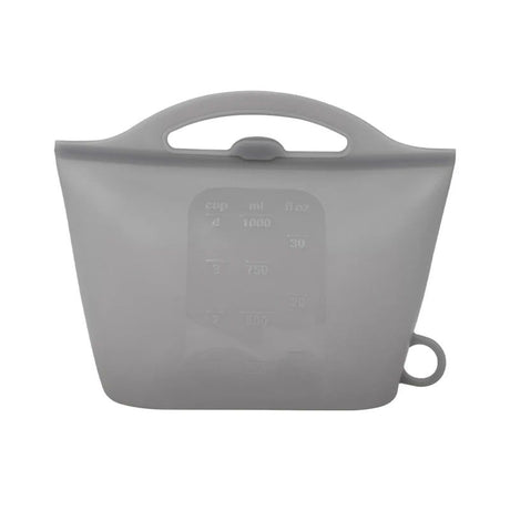 Reusable Silicone Food Storage Bag with Convenient Carry Handle, Leakproof Seal, 1000ml Capacity — Ideal for Storing Snacks, Grains, Fruits, Veggies, and More in Fridge, Freezer, or On-the-Go (White)