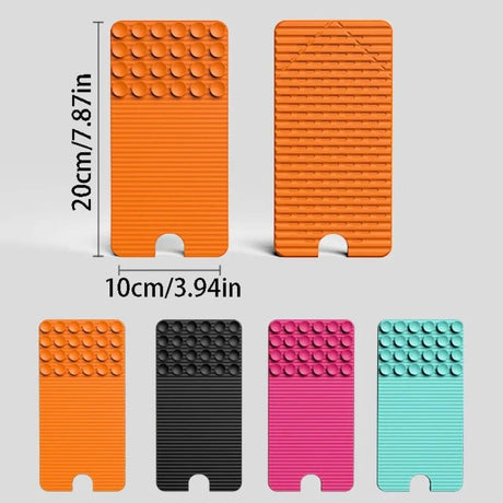 Versatile Foldable Silicone Suction Stand – Universal Adhesive Grip Pad for Phone, Tablet, and Laptop, Bendable Multi-Surface Mount for Desk, Mirror, Gym, and Travel (Orange)