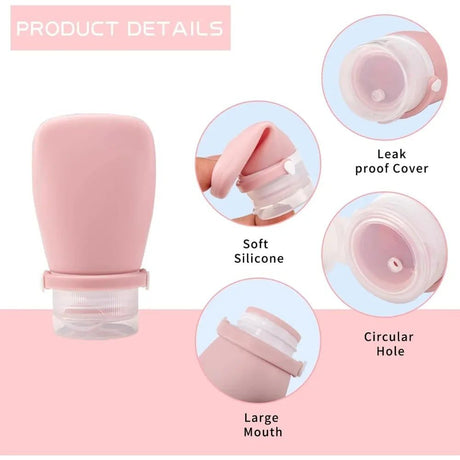 Travel-Friendly Silicone Dispensing Bottle Set for Toiletries, Leak-Proof Refillable Containers for Shampoo, Conditioner, Lotion, and Skincare – Lightweight, Squeezable, and TSA-Approved Carry-On Essentials (B)